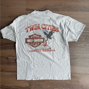 Harley-Davidson Light Gray Tee with Orange & Black Twin Cities Graphic